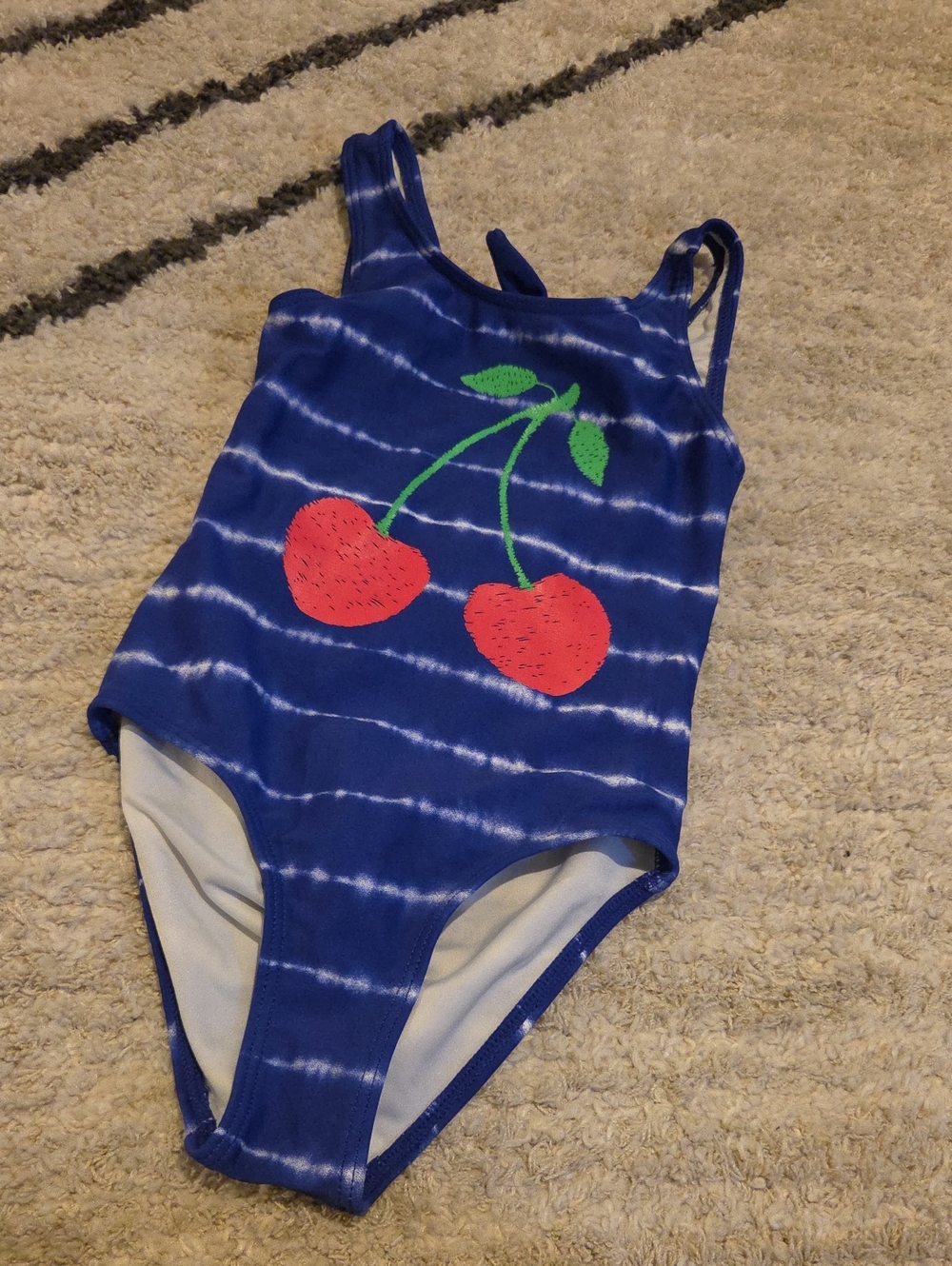 Tucker + Tate Blue Tie-Dye One-Piece Swimsuit with Red Cherry Graphic